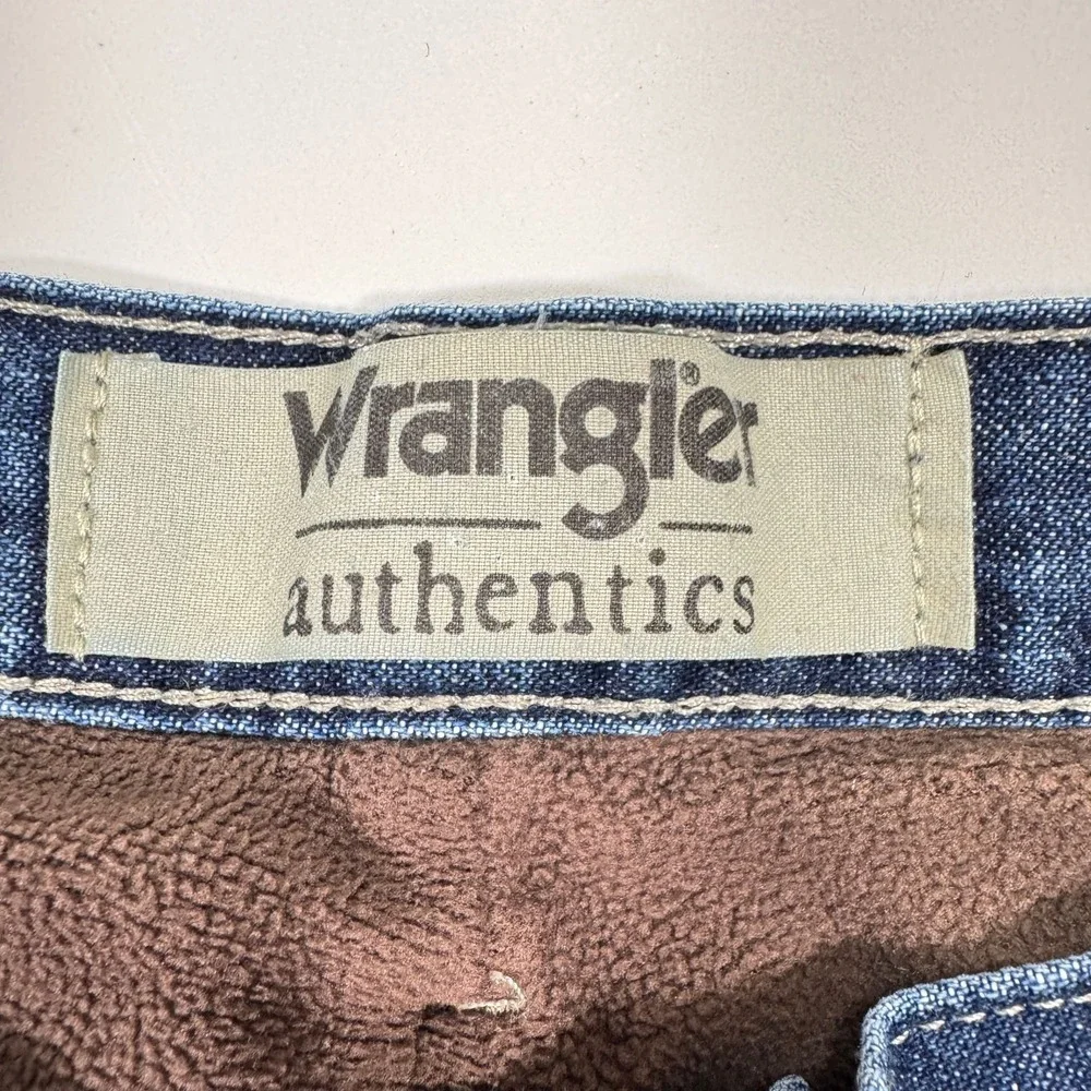 Wrangler Authentics Fleece Lined Carpenter Jeans Mens 32x29 Blue Winter Workwear